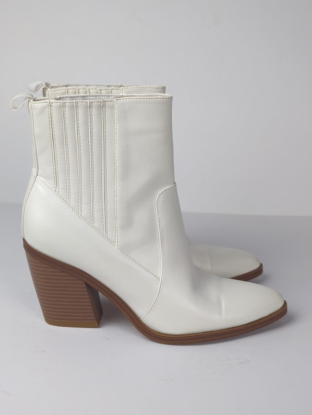 MYSOFT Women's White Block Heel Chelsea Boots Size 8.5